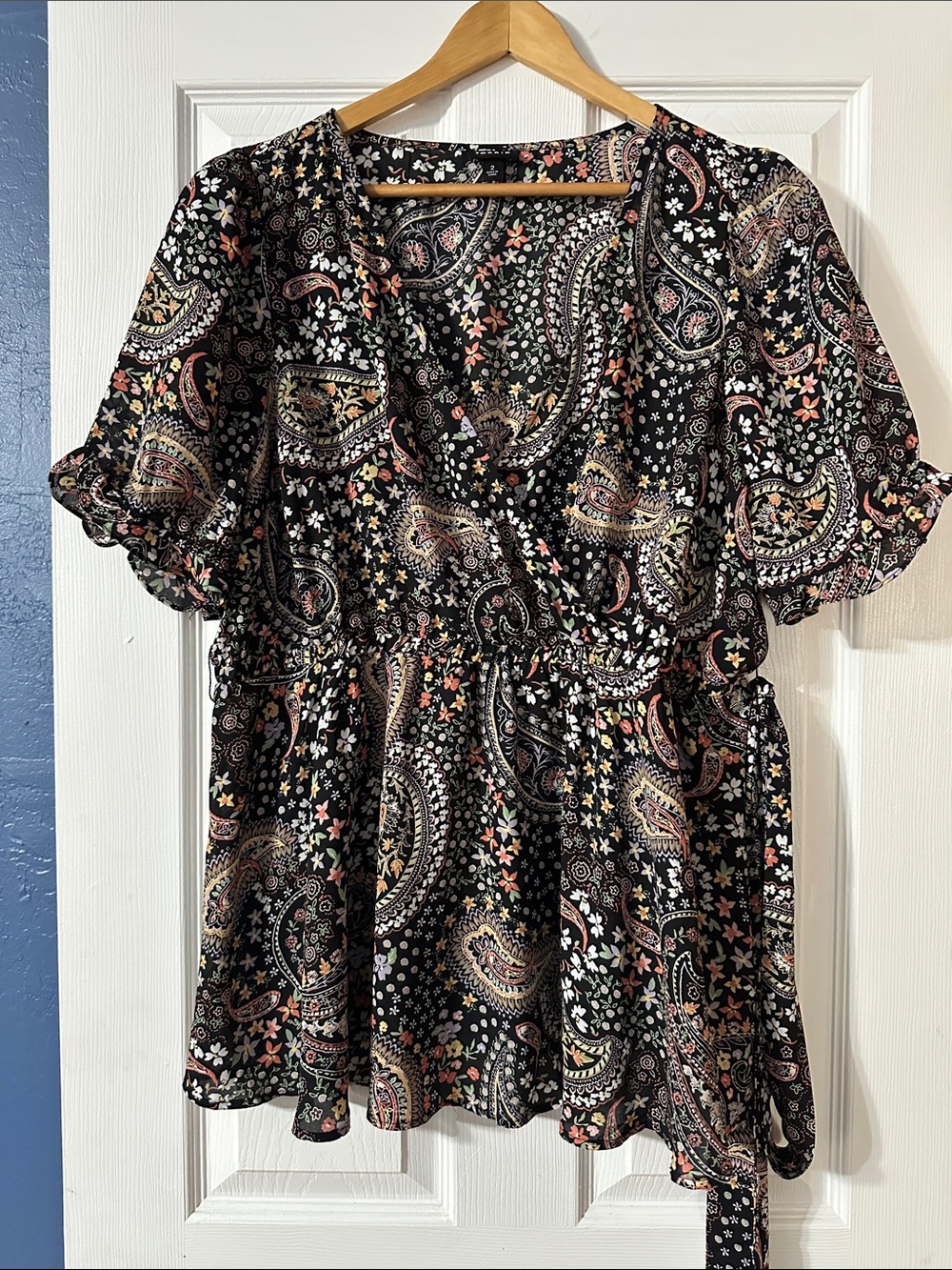 torrid Black Paisley Floral Wrap Tunic